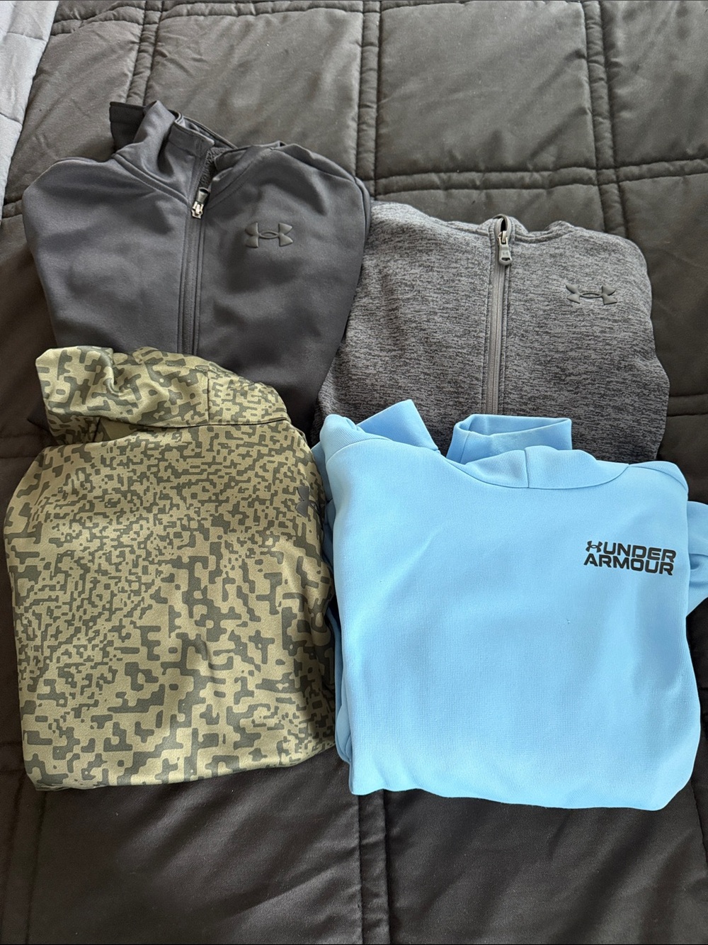 Under Armour boys Hoodie Pack — Black, Gray, Camo Green, Light Blue